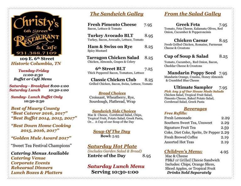 Christy's 6th Street Restaurant - Columbia, TN