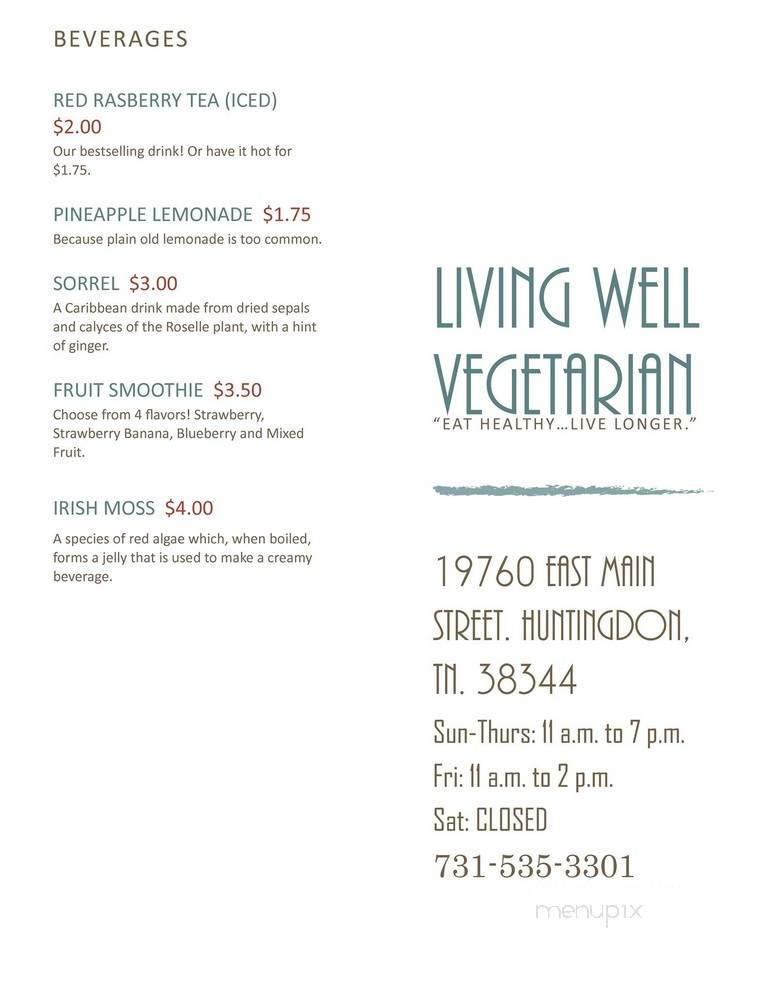 Living Well Vegetarian Restaurant - Huntingdon, TN