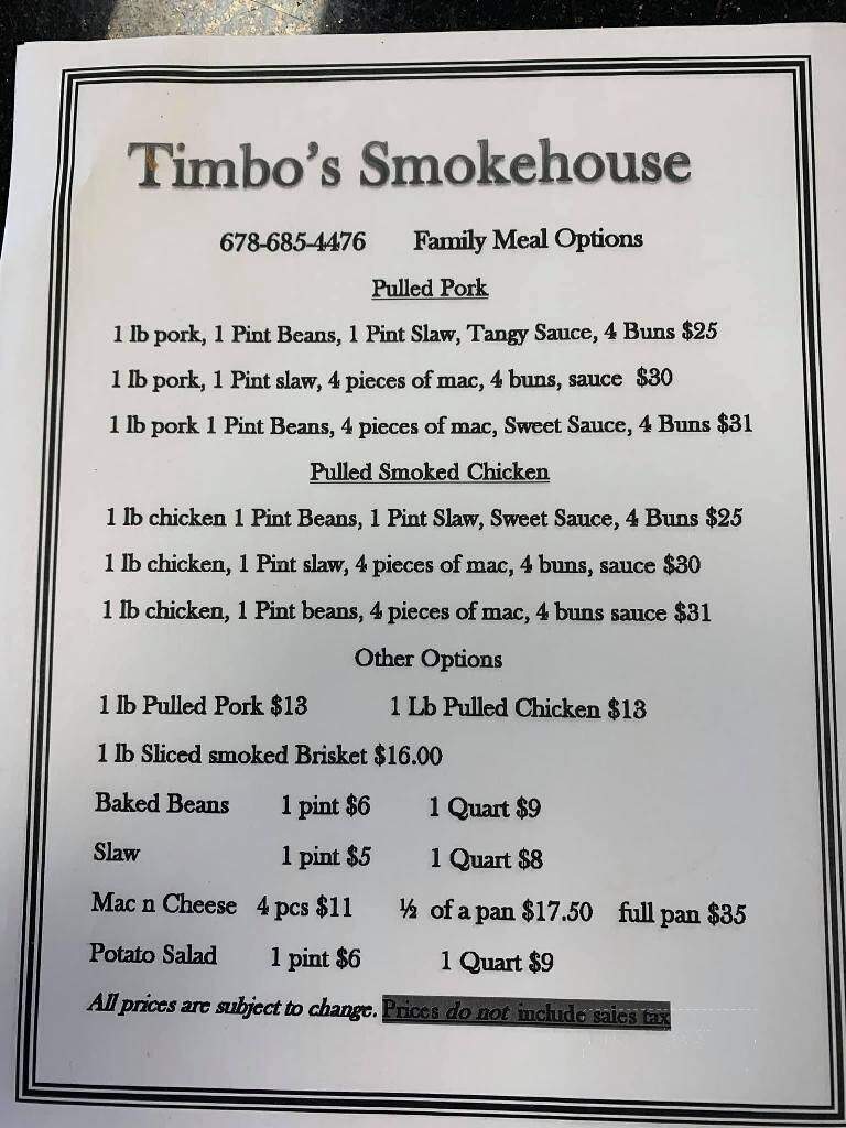 Timbo's Smokehouse - Rockmart, GA