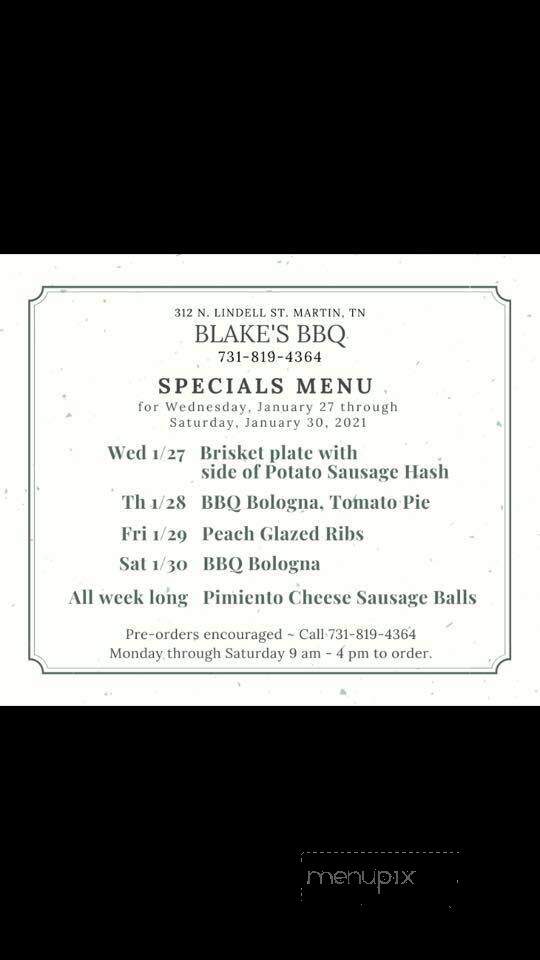 Blake's BBQ - Martin, TN