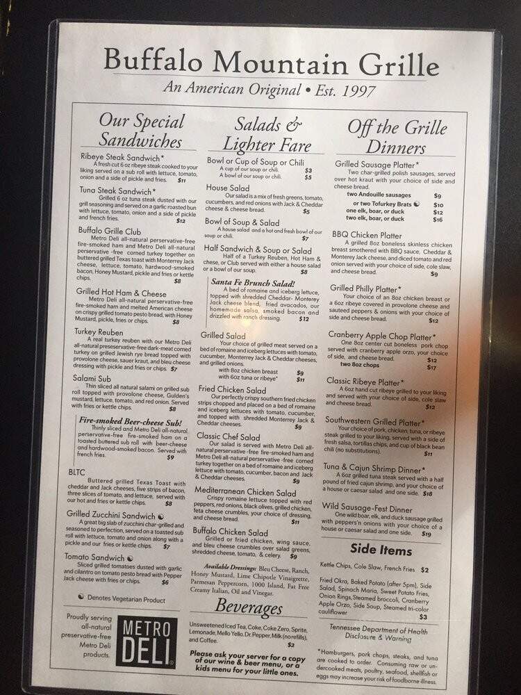 Buffalo Mountain Grill - Oak Ridge, TN