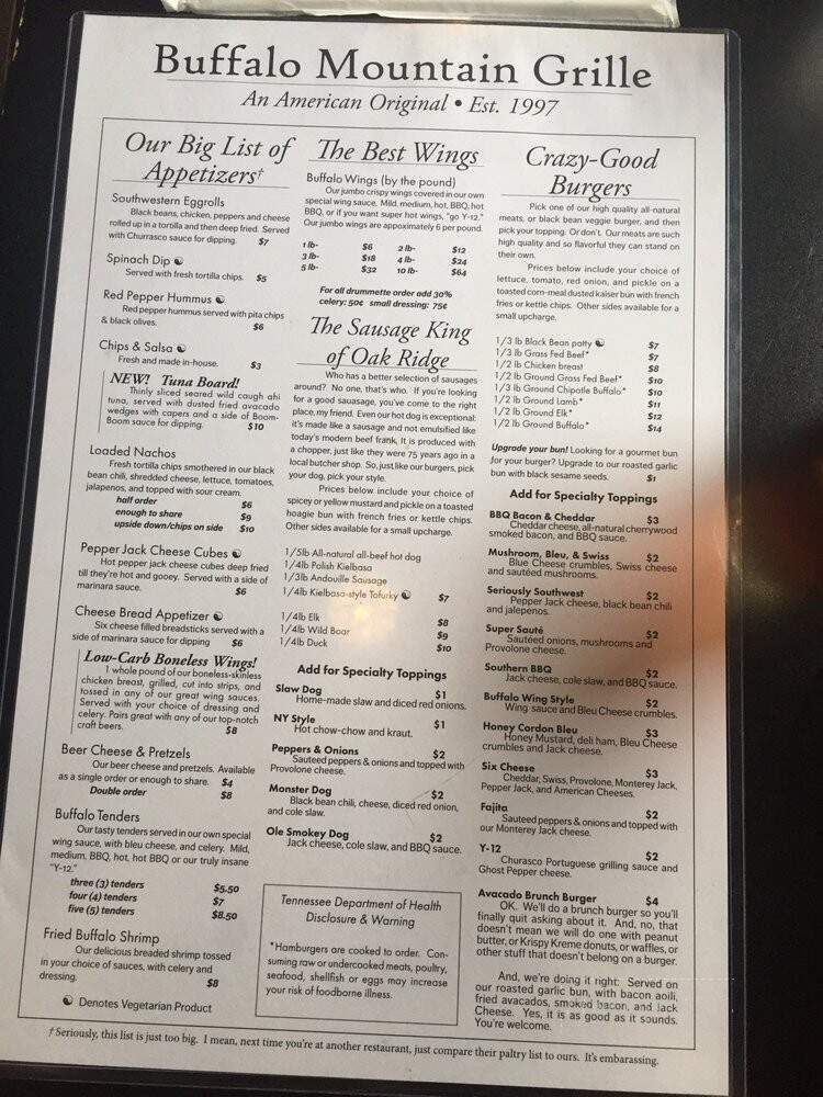 Buffalo Mountain Grill - Oak Ridge, TN