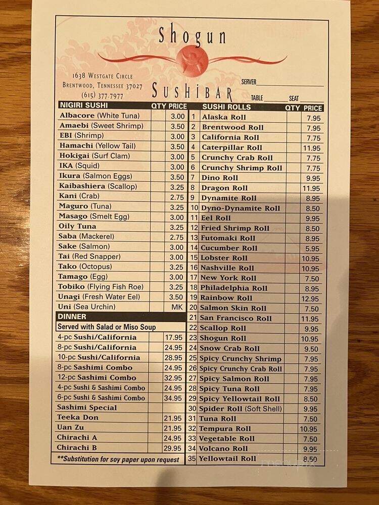 Shogun Japanese Steak & Sushi - Brentwood, TN